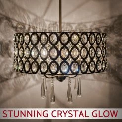 Promo 🥰 Kira Home Amelia 18" Chic Crystal Chandelier Pendant Light, Brushed Nickel ✔️ -ceiling lighting store 83a1c32700c3d34a 8687 w800 h800 b0 p0