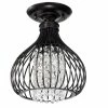 Cheap 🎁 Edvivi Lighting 1-Light Antique Bronze And Crystal Bead Bell Shade Semi Flush Mount Glam 🌟