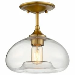 Deals β¨ Helmsman Lighting Works 1-Light Semi-Flush Mount, Natural Brass π₯