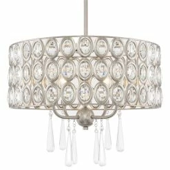 Promo 🥰 Kira Home Amelia 18" Chic Crystal Chandelier Pendant Light, Brushed Nickel ✔️