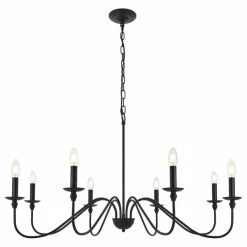 Deals ⌛ Elegant Furniture & Lighting Matte Black And Brass Finish Pendant, Matte Black, 42"x21.8 🔥