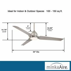 Best Pirce 😉 Minka Aire Java 54 In. LED Indoor/Outdoor Brushed Nickel Wet Ceiling Fan 🥰 -ceiling lighting store 8921eff9024b2cd5 4115 w800 h800 b0 p0