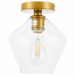 Cheap 🤩 Elegant Furniture & Lighting Brass Finish And Clear Glass 1-Light Flush Mount, Brass, Clear 😍 -ceiling lighting store 8b4162aa0c705552 1524 w800 h800 b1 p0