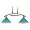 Cheap 🌟 Toltec Lighting Bow 2 Light Island Light In Brushed Nickel, 12" Teal Crystal Glass 😍