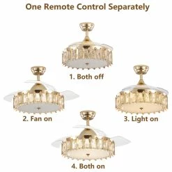 Flash Sale ✔️ Bella Depot 42" Gold Crystal Retractable Ceiling Fan With LED Light And Remote, French Gold ✨ -ceiling lighting store 8e01e51403734c21 5522 w800 h800 b1 p0