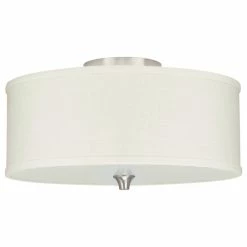 Budget 👏 Kira Home Newport 14" Ceiling Light, Off White Linen Drum Shade, Brushed Nickel 👍