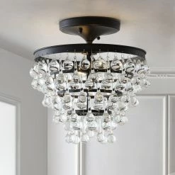 Promo 🥰 JONATHAN Y Toronto Metal, Crystal LED Flush Mount, Oil Rubbed Bronze, 13" ✔️ -ceiling lighting store 92412c280f763257 7666 w800 h800 b0 p0