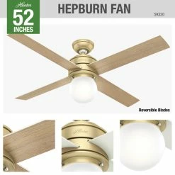 Promo 🔔 Hunter Fan Company 52" Hepburn Ceiling Fan With Light With Wall Control, White 🔔 -ceiling lighting store 93116bad0f8fcf67 7512 w800 h800 b0 p0