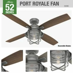 Promo 😀 Hunter Fan Company Hunter 52" Port Royale Matte Silver Ceiling Fan, LED Light Kit And Remote 🎁 -ceiling lighting store 9341ddbc0f8fccea 9893 w800 h800 b0 p0