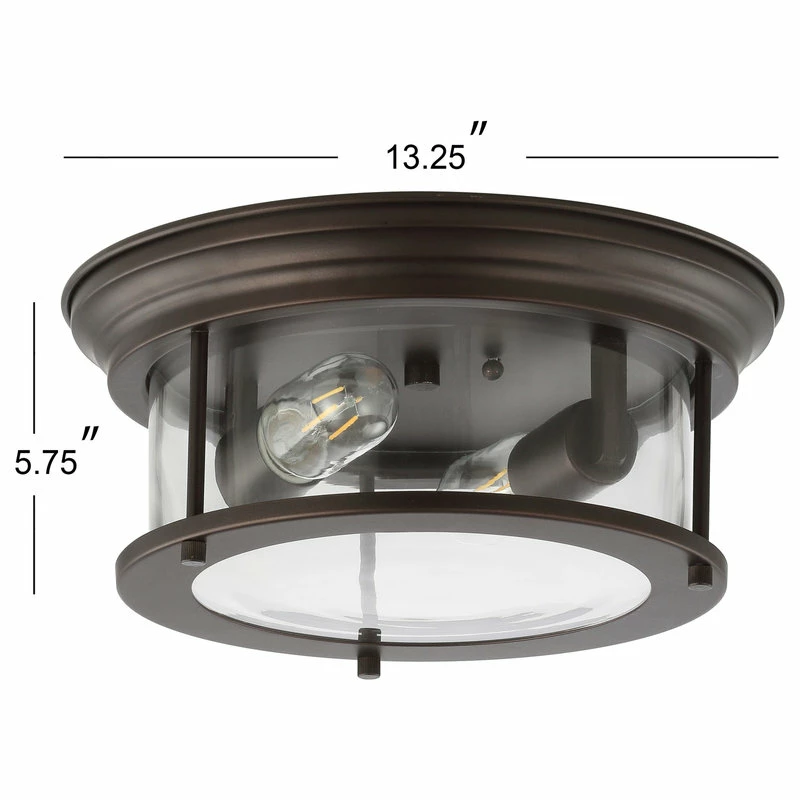 Best Sale 🛒 JONATHAN Y Lauren 13.25" Metal And Glass Led Flush Mount, Oil Rubbed Bronze/Clear 🎁 9 Best Sale 🛒 JONATHAN Y Lauren 13.25" Metal And Glass Led Flush Mount, Oil Rubbed Bronze/Clear 🎁 - Image 9