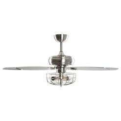 Outlet 🤩 FLINT GARDEN INC 52 Industrial 5-Blades Ceiling Fan With Cage Shade, Satin Nickel 🧨 -ceiling lighting store 9431a8970ebcf5d9 5232 w800 h800 b1 p0