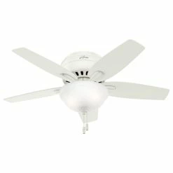 Coupon 🔔 Hunter Fan Company Newsome Low Profile Fresh White Ceiling Fan With Light, 42" 🛒
