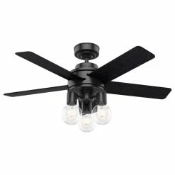 Discount π Hunter Fan Company Hunter 44" Hardwick Matte Black Ceiling Fan With LED Light Kit And Remote π