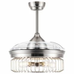 Buy 🛒 Bella Depot 36" Black Industrial Retractable Ceiling Fan With Remote, Brushed Nickel ❤️