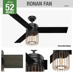 Best reviews of 🛒 Hunter Fan Company 52" Ronan Ceiling Fan With Light + Remote, Matte Black 🧨 -ceiling lighting store 9971b3ce0f8fd701 7513 w800 h800 b0 p0
