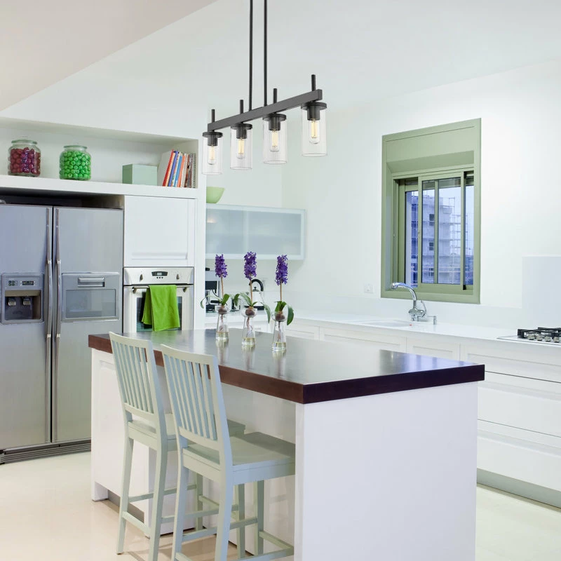 Best Sale π Golden Lighting Winslett Linear Pendant, Matte Black With Ribbed Clear Glass π 5 Best Sale π Golden Lighting Winslett Linear Pendant, Matte Black With Ribbed Clear Glass π - Image 5