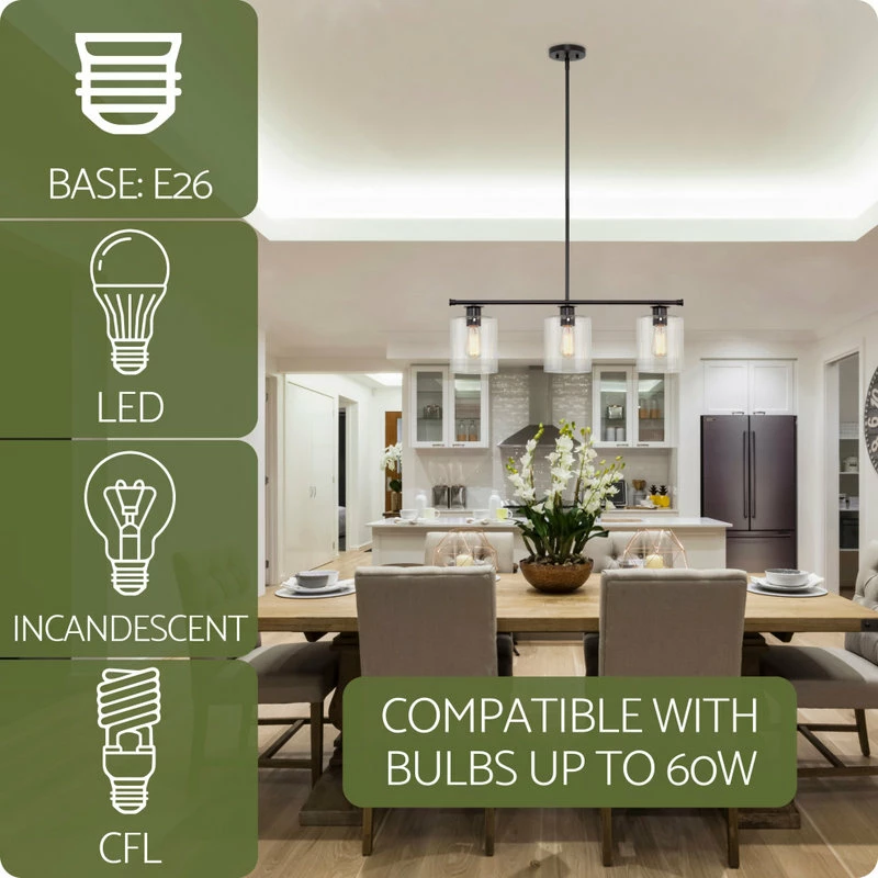 Cheap π Kira Home Sloane 31" Farmhouse Island Light, Glass Cylinder Shades, Adjustable 𧨠6 Cheap π Kira Home Sloane 31" Farmhouse Island Light, Glass Cylinder Shades, Adjustable 𧨠- Image 6