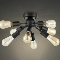 Promo ✔️ Mooseled Milano Sputnik Ceiling Light 8-light Flush Mount Fixture, Black 🎉