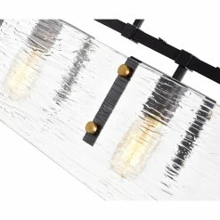 Best deal 🌟 Edvivi Lighting 3-Light Black And Antique Gold Pendant Light With Verre Strie Glass 👍 -ceiling lighting store 9e8189a50d8e7b9d 0565 w800 h800 b0 p0