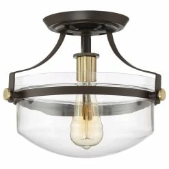 Best Pirce 🎉 Kira Home Zurich 12" Rustic Ceiling Light, Glass Shade, Antique Brass Accents 😀 -ceiling lighting store 9f11e2120c75820c 8653 w800 h800 b1 p0