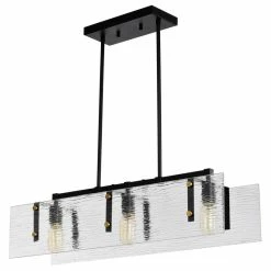 Best deal 🌟 Edvivi Lighting 3-Light Black And Antique Gold Pendant Light With Verre Strie Glass 👍 -ceiling lighting store a06118a80d8e7b9f 0565 w800 h800 b1 p0