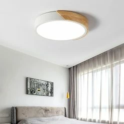 Brand new 🌟 Homary Modern Minimalist LED Wood & Metal & Acrylic Flush Mount Ceiling Light, White, M 🔥 -ceiling lighting store a0c176bb0f408aa6 8644 w800 h800 b0 p0