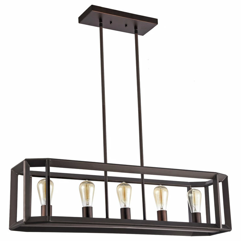New 🌟 CHLOE Lighting, Inc. IRONCLAD, Industrial-style 5 Light Rubbed Bronze Ceiling Pendant, 34" Wide ✔️ 2 New 🌟 CHLOE Lighting, Inc. IRONCLAD, Industrial-style 5 Light Rubbed Bronze Ceiling Pendant, 34" Wide ✔️ - Image 2