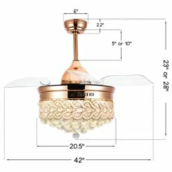 Promo ❤️ Bella Depot 42" Modern Crystal Ceiling Fan With Lights, Retractable Chandelier Fan, French Gold, Neutral White (4000k) 🤩 -ceiling lighting store aa21175d0ddd1a00 5279 w800 h800 b1 p0
