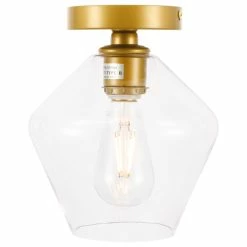 Cheap 🤩 Elegant Furniture & Lighting Brass Finish And Clear Glass 1-Light Flush Mount, Brass, Clear 😍 -ceiling lighting store aa4150b90c705555 1524 w800 h800 b1 p0