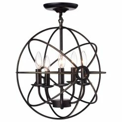 Promo ✨ Edvivi Lighting Dover 5-Light Antique Bronze Sphere Cage Globe Semi Flush Mount Chandelier 🌟