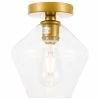 Cheap 🤩 Elegant Furniture & Lighting Brass Finish And Clear Glass 1-Light Flush Mount, Brass, Clear 😍