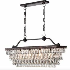 Brand new β Edvivi Lighting 4-Light Antique Bronze Rectangular Crystal Chandelier Dining Room Fixture Glam π
