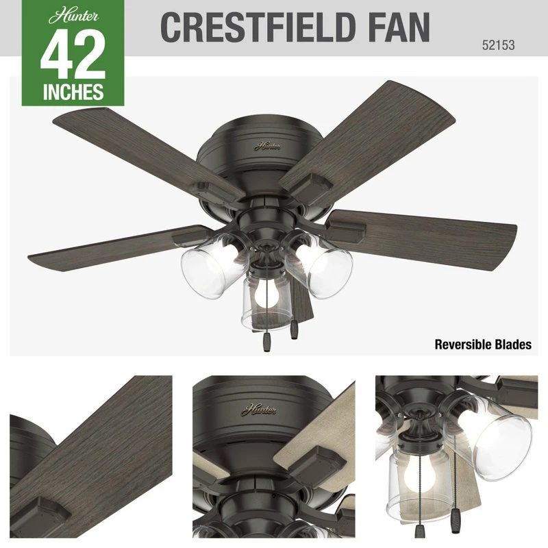 Best Sale 😉 Hunter Fan Company Crestfield Noble Bronze Ceiling Fan With Light, 42" 🌟 11 Best Sale 😉 Hunter Fan Company Crestfield Noble Bronze Ceiling Fan With Light, 42" 🌟 - Image 11