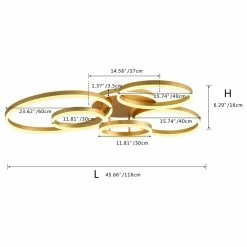 Promo 🌟 Aiwen 5 Light LED Semi-Flush Mount Light Modern Ring Ceiling Light, Gold ⭐ -ceiling lighting store b211173501b1bb29 2048 w800 h800 b1 p0