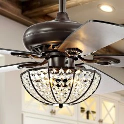New ✔️ JONATHAN Y Joanna 52" 3-Light LED Ceiling Fan With Remote, Oil Rubbed Bronze 🧨