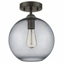 New ❤️ CHLOE Lighting, Inc. Ironclad 1-Light Rubbed Bronze Semi-Flush Ceiling Fixture 🤩