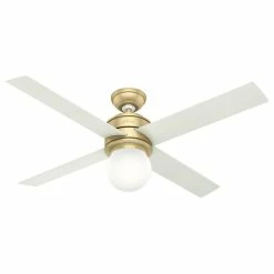 Promo 🔔 Hunter Fan Company 52" Hepburn Ceiling Fan With Light With Wall Control, White 🔔
