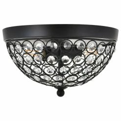 New 🌟 Elegant Furniture & Lighting Chrome Finish 2-Light Flush Mount, Matte Black, 10"x5.6" 🛒 -ceiling lighting store b99100870c706016 1497 w800 h800 b1 p0
