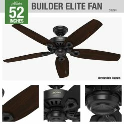 New 🔥 Hunter Fan Company 52" Builder Elite Damp Matte Black Ceiling Fan 🎉 -ceiling lighting store ba218dc30f8fb464 9767 w800 h800 b0 p0