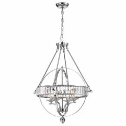 Promo 😉 Edvivi Lighting Magellan 4-Light Chrome Sphere Chandelier With Crystals Belt 🥰 -ceiling lighting store c2d147050f2132fe 3732 w800 h800 b1 p0