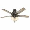 Best Sale 🎉 Hunter Fan Company 52" Donegan With 3 Lights Onyx Bengal Ceiling Fan With Light 😀