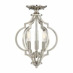 Outlet 🤩 Helmsman Lighting Works 3-Light Semi-Flush Mount, Polished Nickel 😉