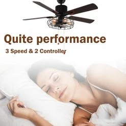 Outlet 🔔 Bella Depot 5 Light Black Vintage Industrial Ceiling Fan With Remote, Reversible Blades, 52" 🥰 -ceiling lighting store c6d1b4f4037474c9 6794 w800 h800 b0 p0