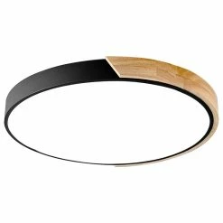 Outlet 🛒 Homary Modern Minimalist LED Wood & Metal & Acrylic Flush Mount Ceiling Light, Black, M 👏