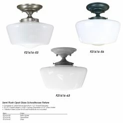 Best Pirce ⭐ Semi-Flush Opal Glass Schoolhouse Fixture By URBAN33, Polished Nickel 💯 -ceiling lighting store ca61eb210e597063 2651 w800 h800 b1 p0