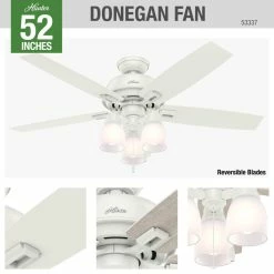 Budget 💯 Hunter Fan Company 52" Donegan With 3 Lights Fresh White Ceiling Fan With Light ✨ -ceiling lighting store cdd1feac0f8fcf36 7497 w800 h800 b0 p0