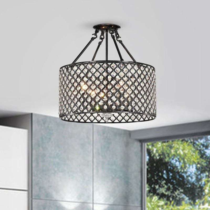 Cheap 🥰 Edvivi Lighting Marya 4-Light Antique Black Beaded Drum Semi Flush Mount Crystal Chandelier 🔔 2 Cheap 🥰 Edvivi Lighting Marya 4-Light Antique Black Beaded Drum Semi Flush Mount Crystal Chandelier 🔔 - Image 2