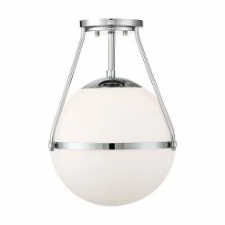 New π Helmsman Lighting Works 1-Light Semi-Flush Mount, Chrome π