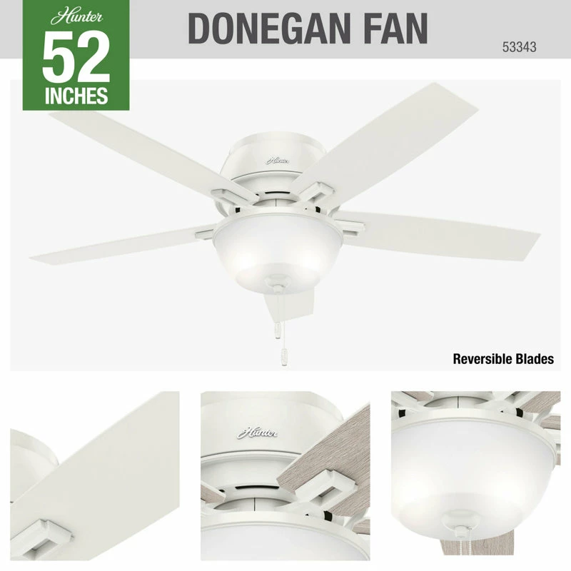 Best deal ❤️ Hunter Fan Company 52" Donegan Low Profile Fresh White Ceiling Fan With Light 😍 11 Best deal ❤️ Hunter Fan Company 52" Donegan Low Profile Fresh White Ceiling Fan With Light 😍 - Image 11