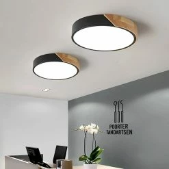 Outlet 🛒 Homary Modern Minimalist LED Wood & Metal & Acrylic Flush Mount Ceiling Light, Black, M 👏 -ceiling lighting store d0a1b075038d5c11 8877 w800 h800 b0 p0
